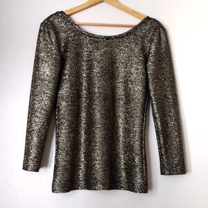 NWOT $68 Retail & Other Stories Gold and Black Shimmer Scoop Back Blouse Glam